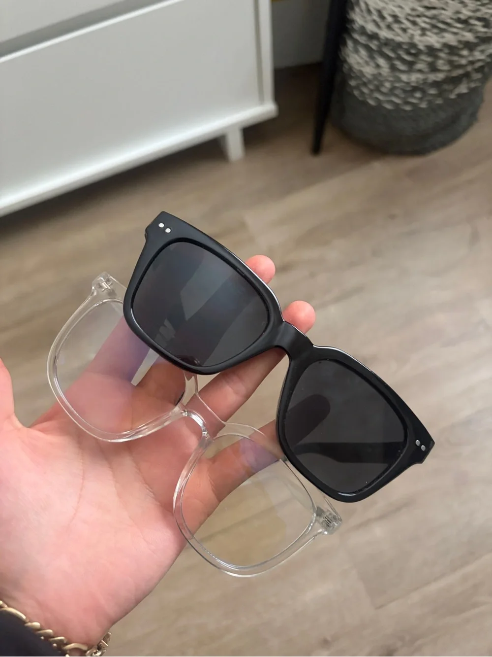 Aldo Black Sunglasses with Clear Clip-On Frames